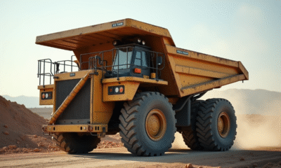 Camion benne d'occasion sur un chantier en plein jour