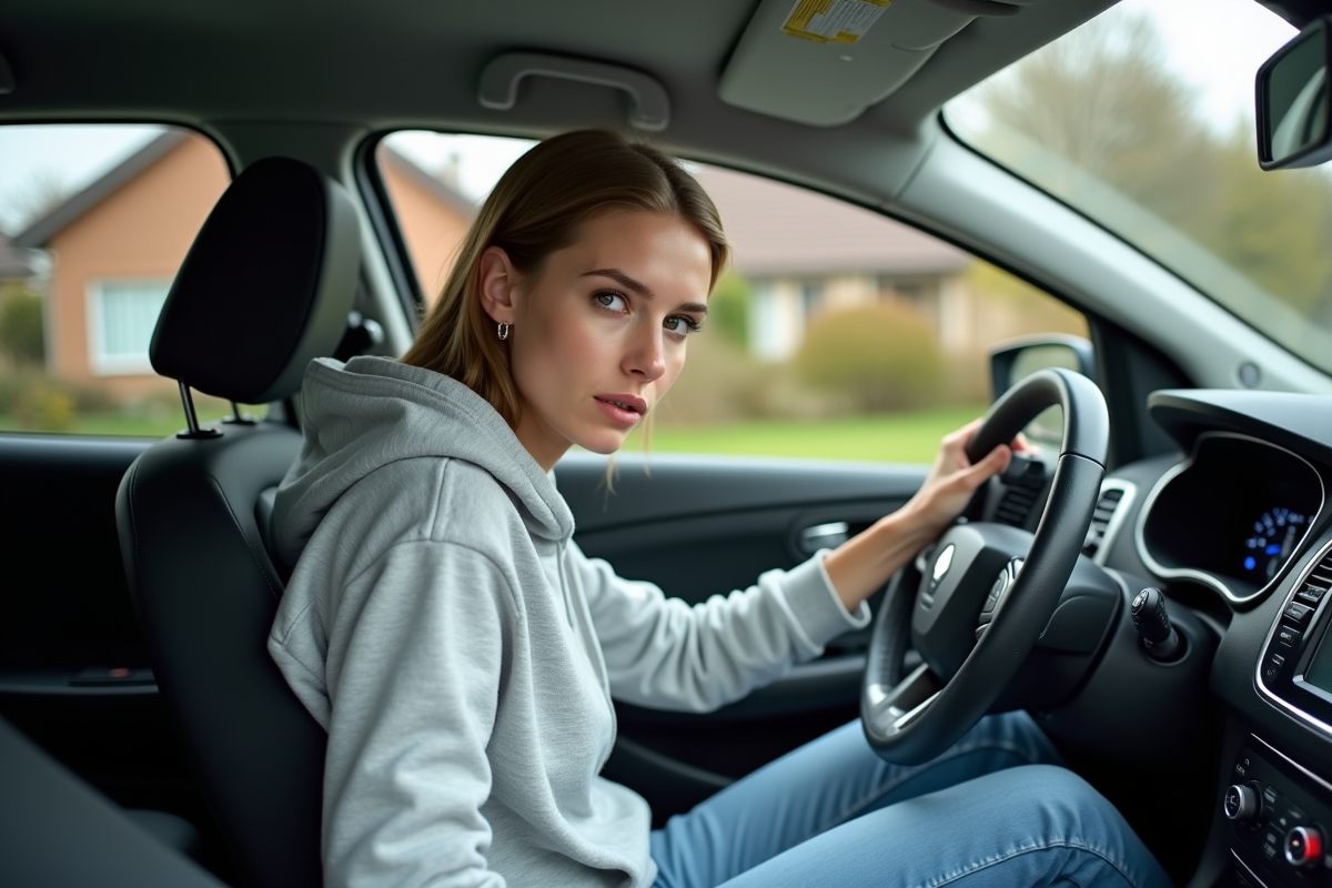 Jeune femme utilisant un scanner sur une Renault 1,5 dCi