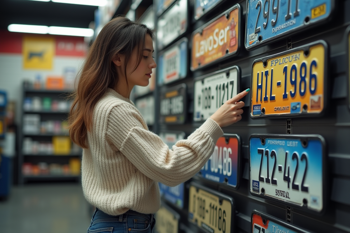 Jeune femme examinant des plaques d
