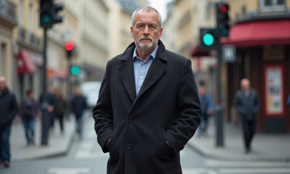 Homme d'âge moyen au croisement parisien