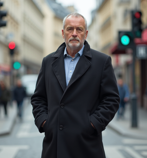 Homme d'âge moyen au croisement parisien