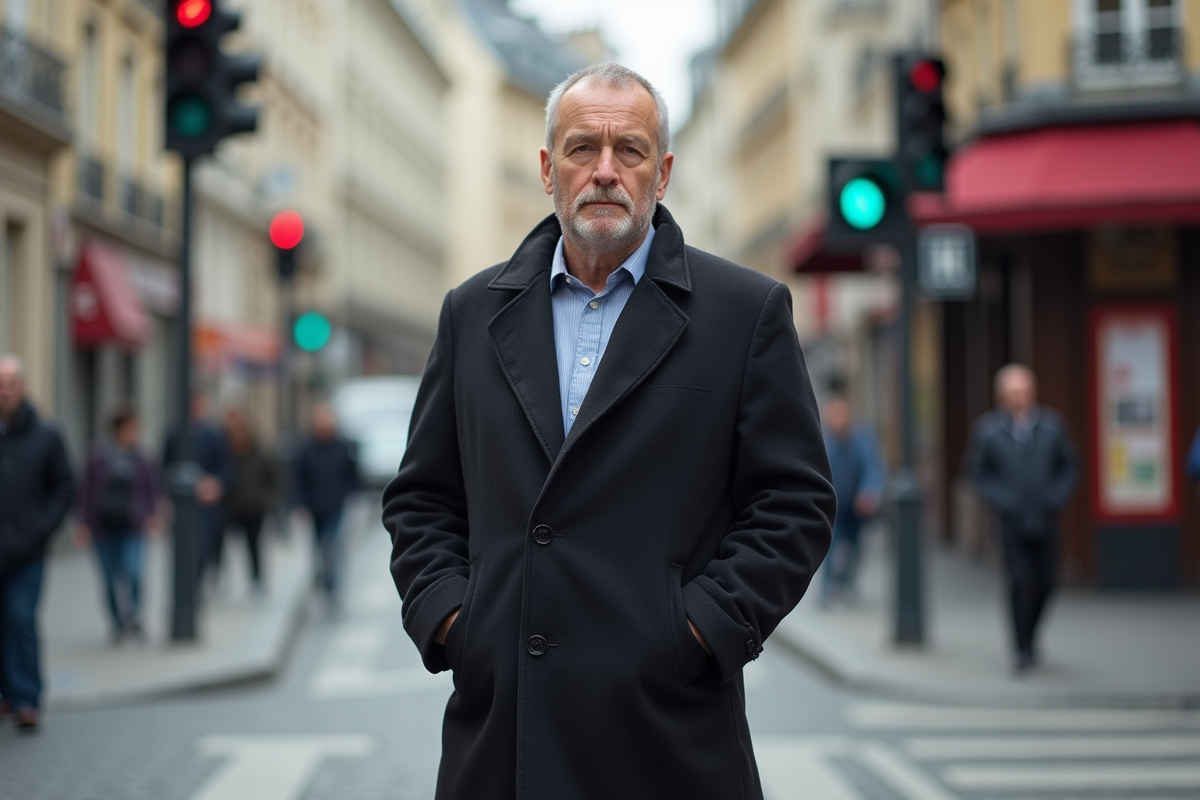 Homme d'âge moyen au croisement parisien