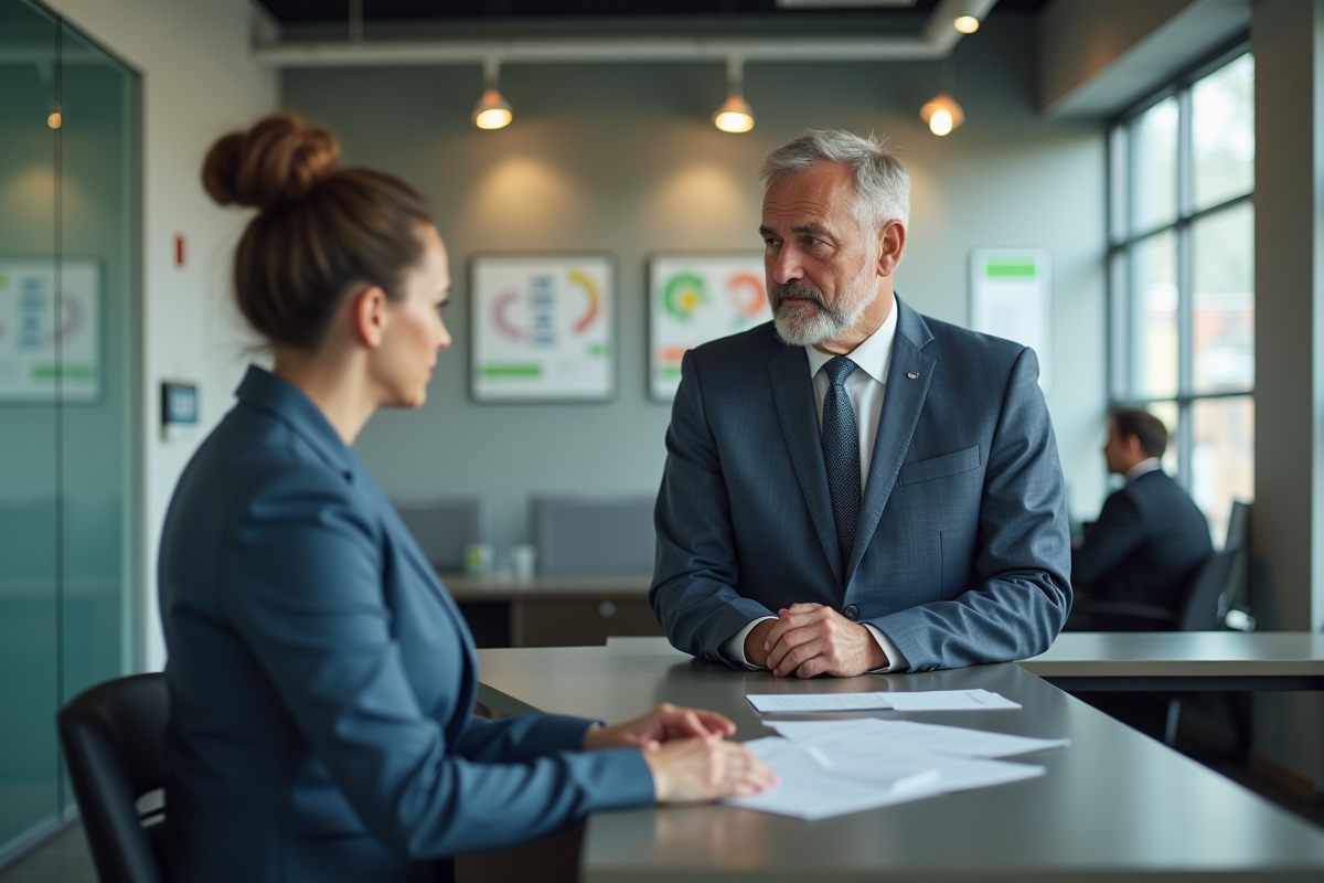 Homme parlant avec une reception dans une auto ecole