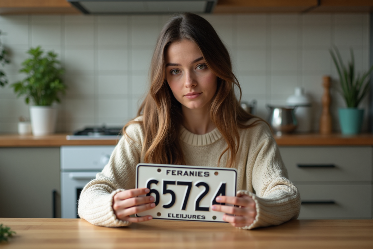 Jeune femme inspecte une plaque d