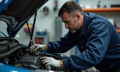 Mécanicien inspectant le moteur d'une Renault 1,5 dCi