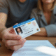 Permis B tenu en main par un adulte souriant à une table ensoleillée